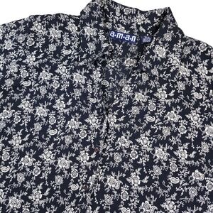 Womens Plus Size 26/28 (3XL)‎ Black Floral Paisley Cotton Button Up Top Blouse